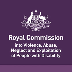 The australian goverment logo at the text: Royal commission in to violence, abuse, neglect and exploitation of people with disability