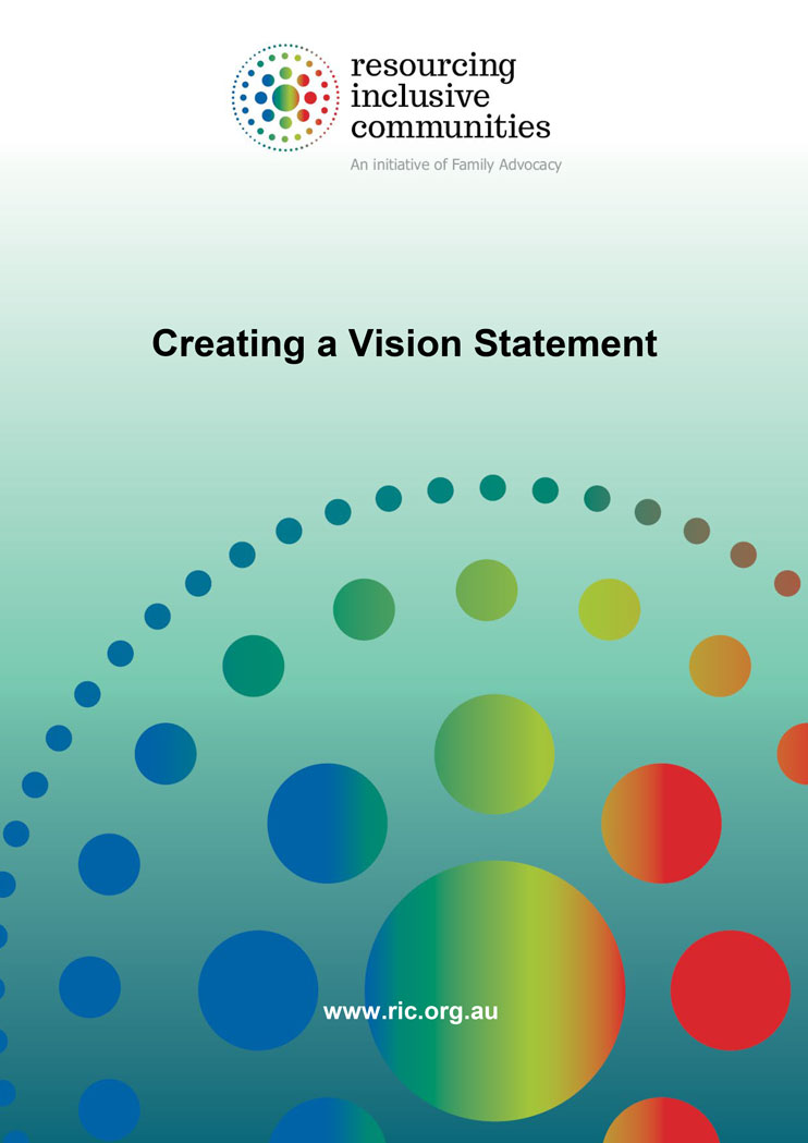 The cover of the workbook 'creating a vision statement'