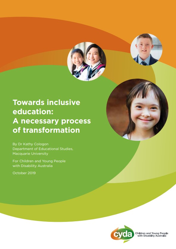 The cover of the report: Towards Inclusive Education: A necessary process of transformation