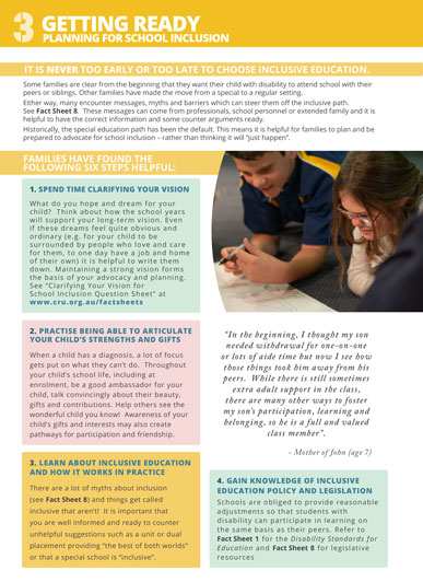 Getting ready: planning for school inclusion fact sheet