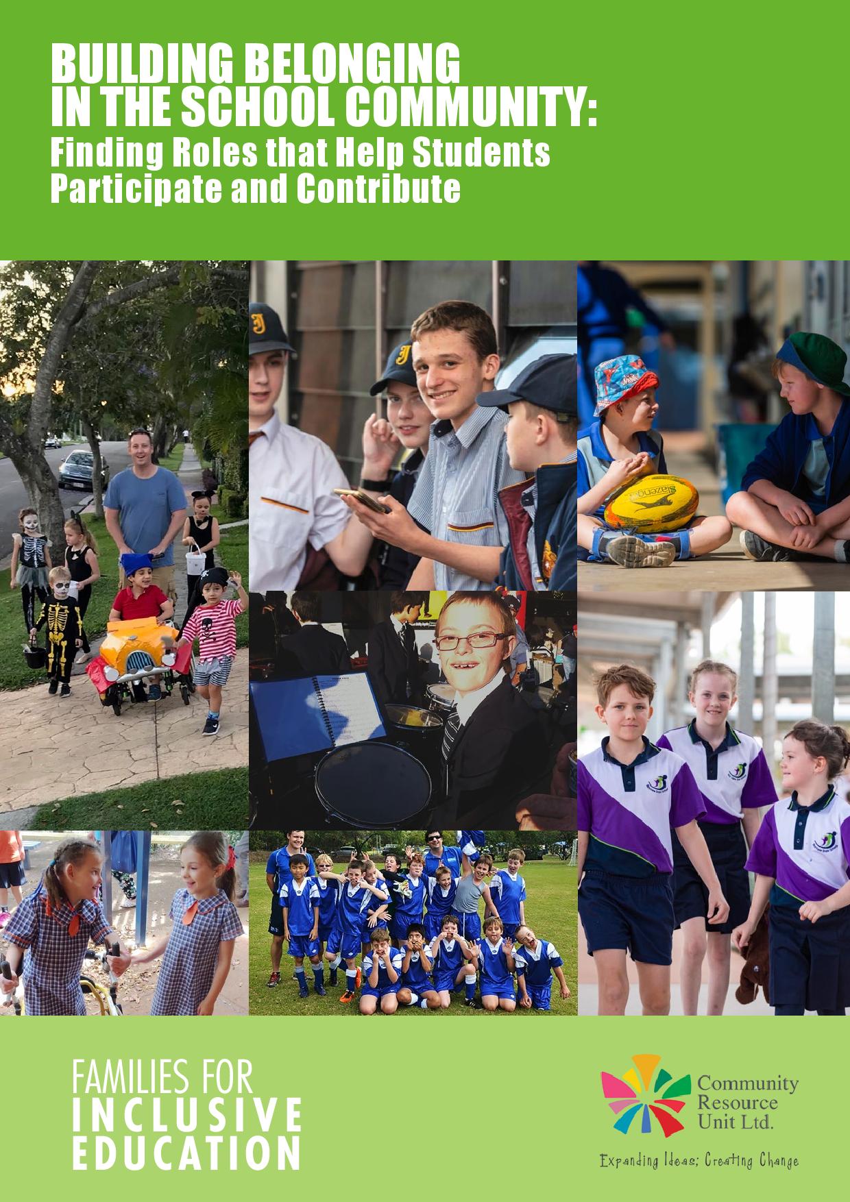 Cover of the booklet building belonging in the school community