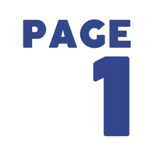 Text: Page 1 in large blue decorative font