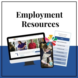 TEXT: Employment Resources with computer displaying webpage.