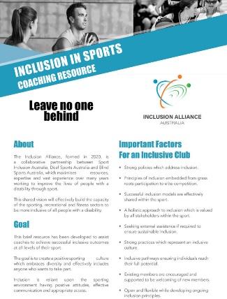 Sports Inclusion Fact Sheet link to website